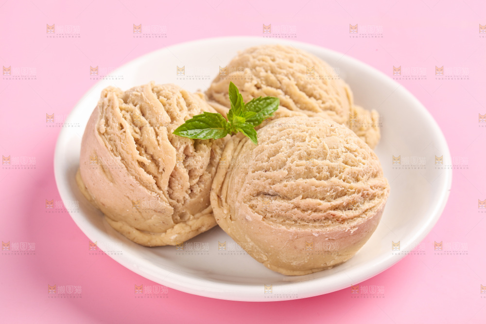 盘子里的酸奶冰淇淋