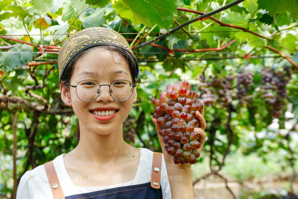 女孩拿着茉莉香葡萄