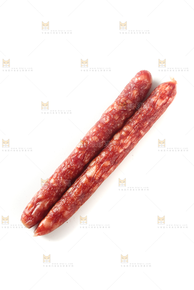 白底上的广式腊肠