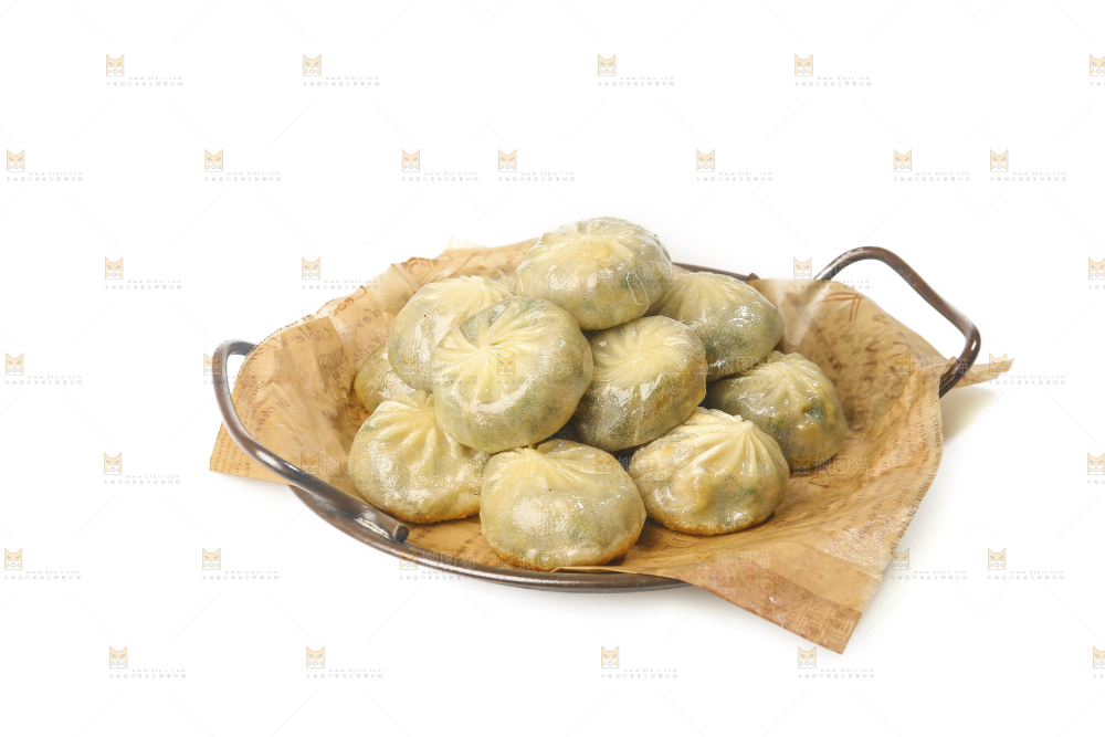 白底上的一盘小煎包