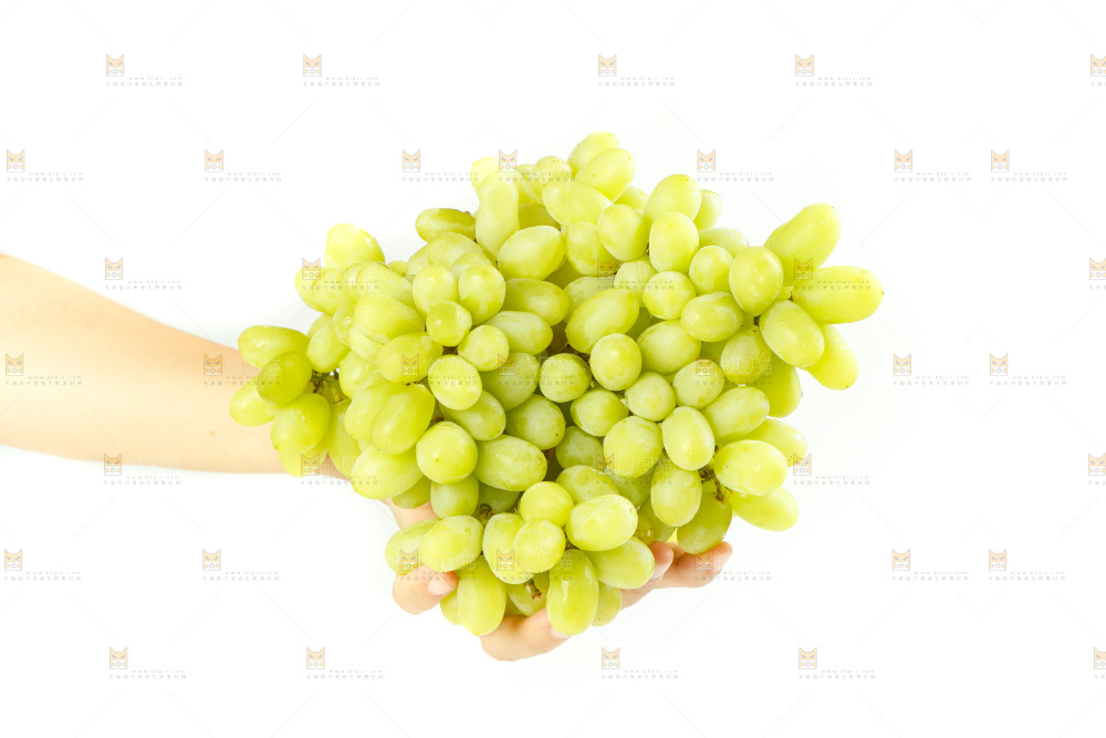 手里拿着白葡萄