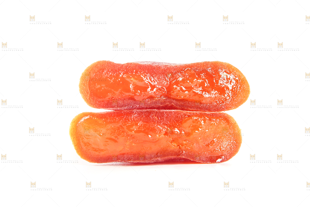 白底上摆放着流心柿饼