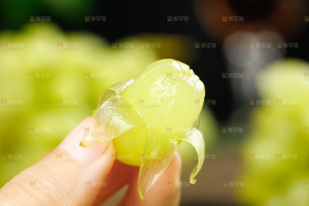 手里拿着无核白葡萄