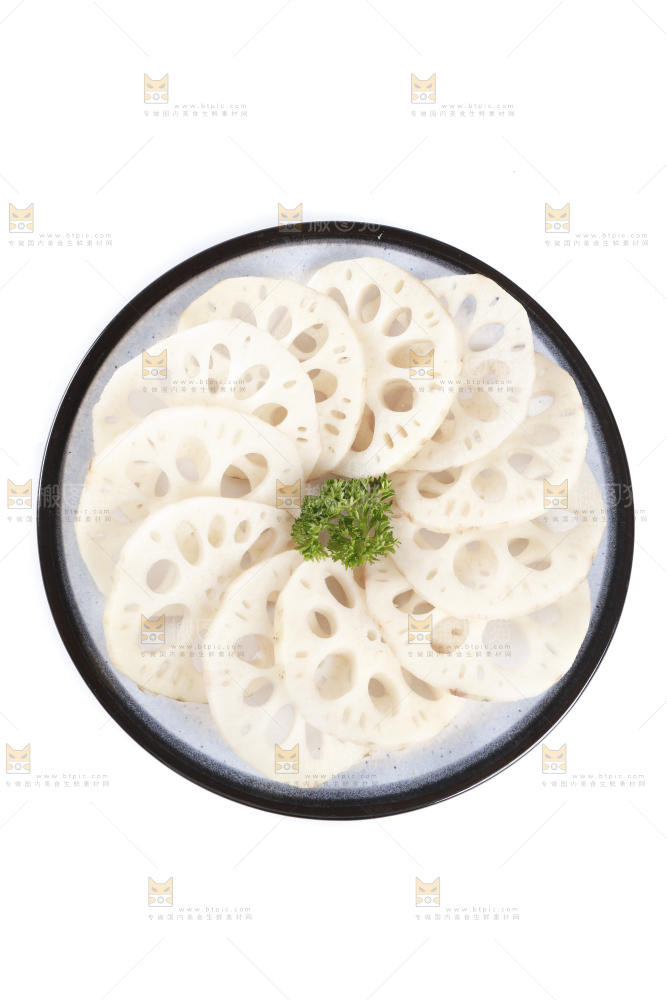 白底上一盘莲藕