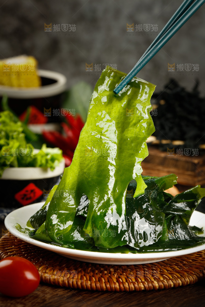 筷子上夹着泡过的裙带菜