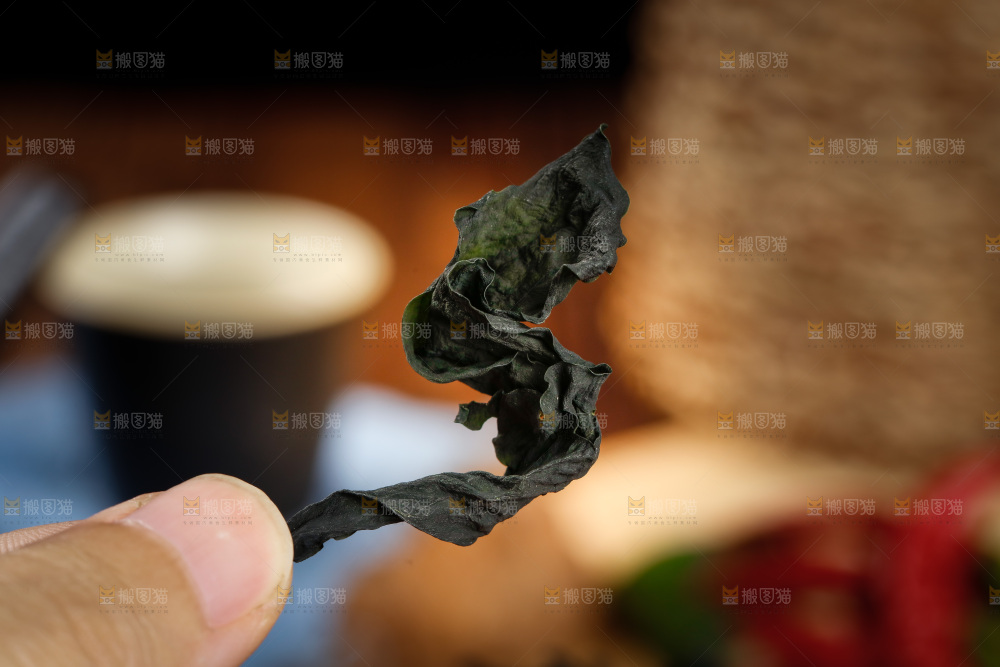 手里拿着裙带菜