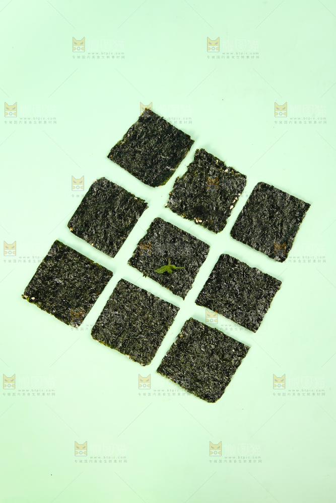 浅绿底上的海苔片