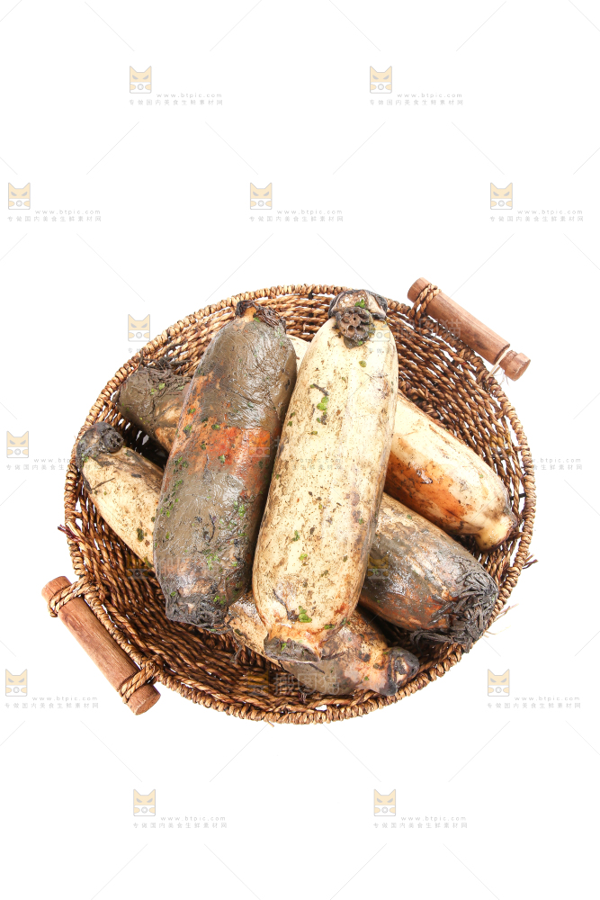 白底上放着莲藕