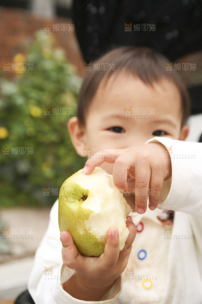 手里拿着玉露香梨