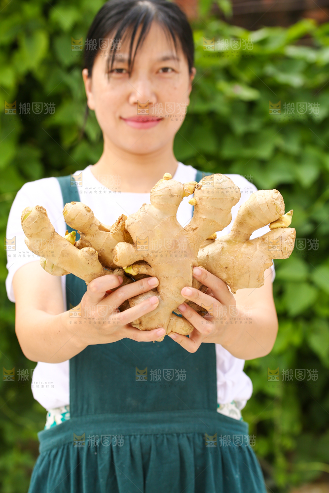 手里拿着生姜