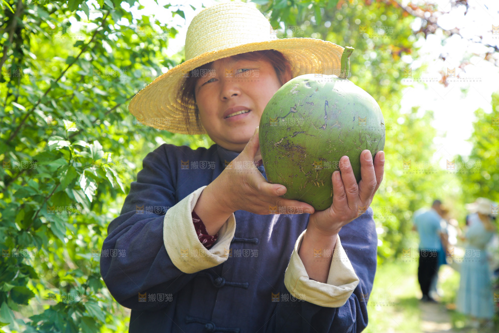 女人手里拿着带皮椰青