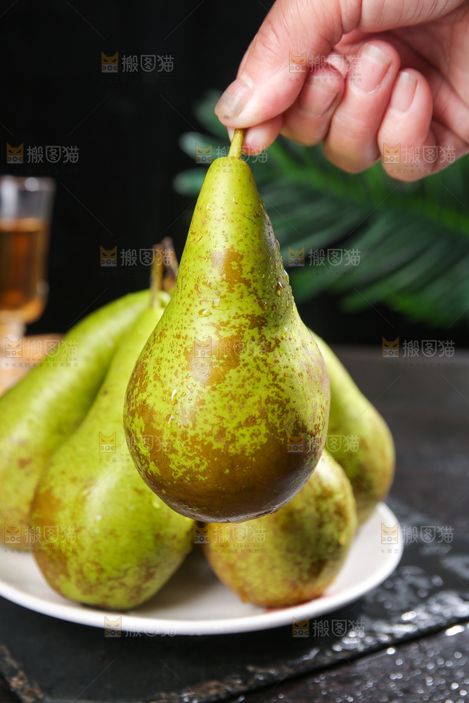 黑底上的进口啤梨