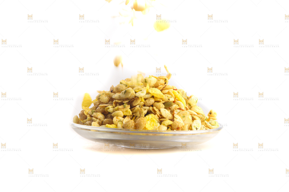 白底上的谷物麦片