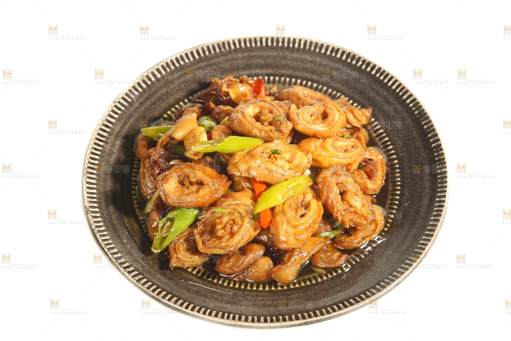 白底上的炒肥肠