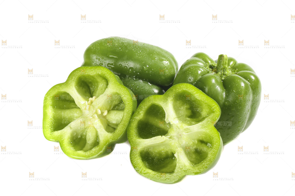 白底上的青圆椒