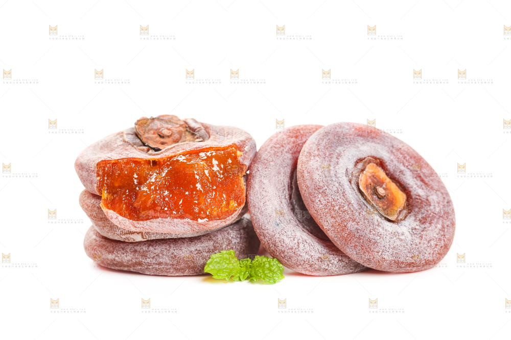 白底上放着圆柿饼