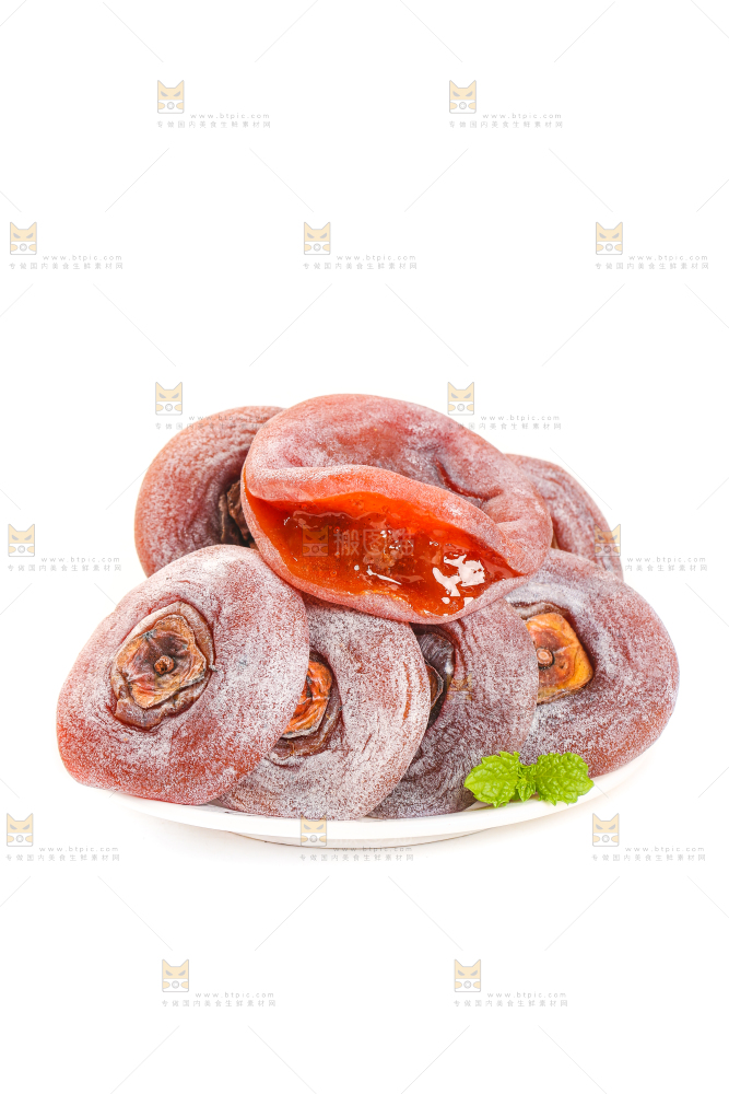 白底上放着圆柿饼