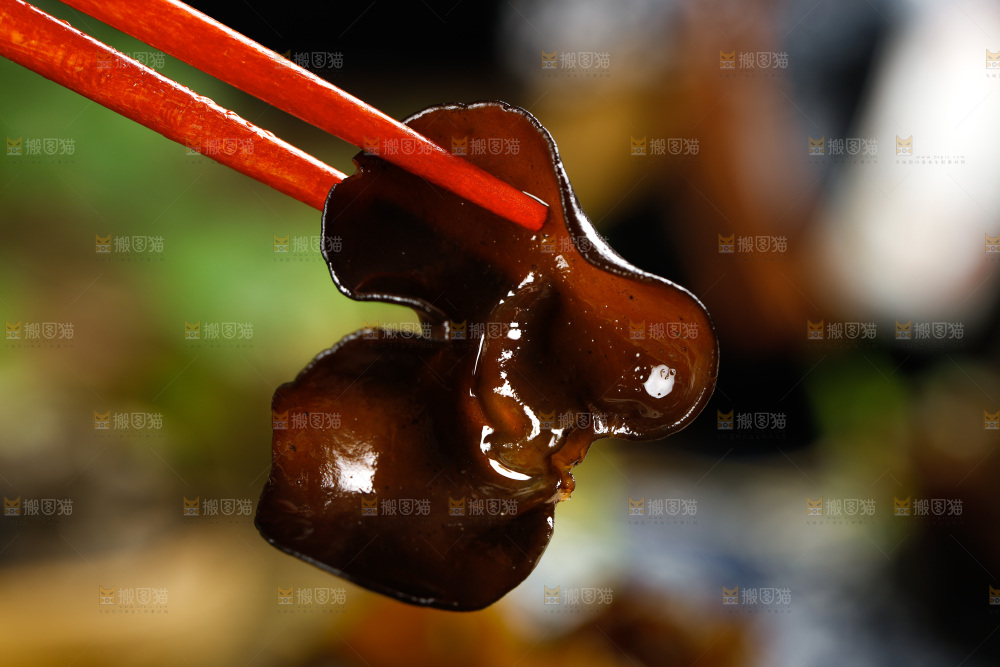 筷子夹着小木耳