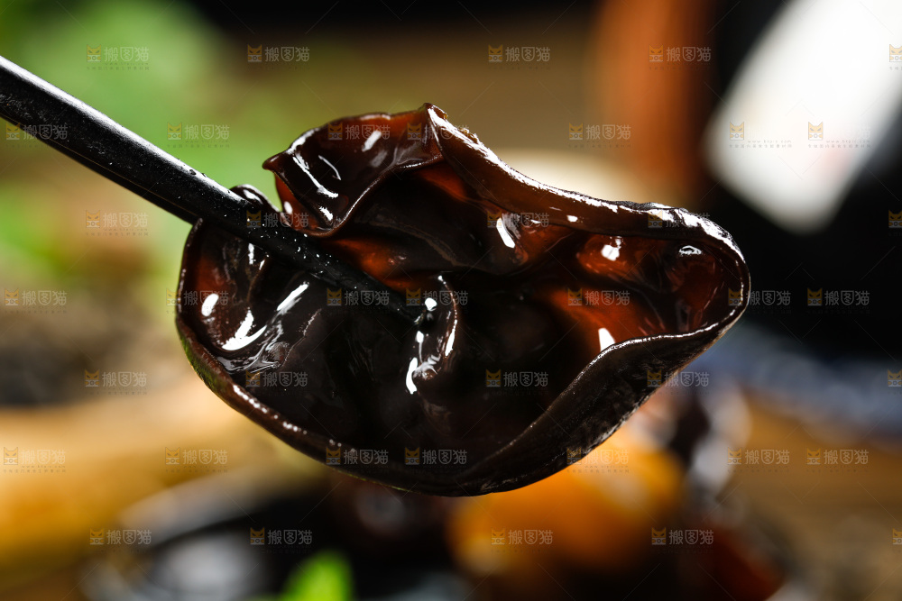 筷子夹着小木耳