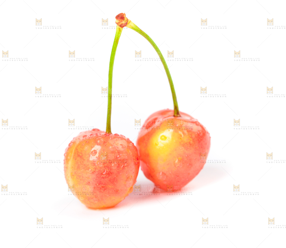 白底上的黄蜜樱桃