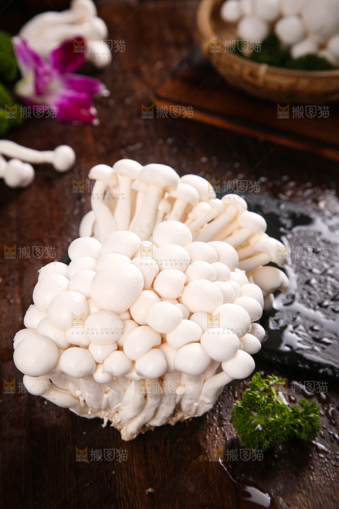 深底上的白玉菇
