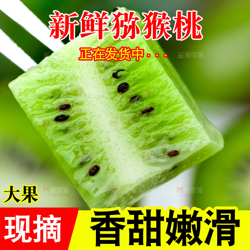 叉子上插着绿心奇异果