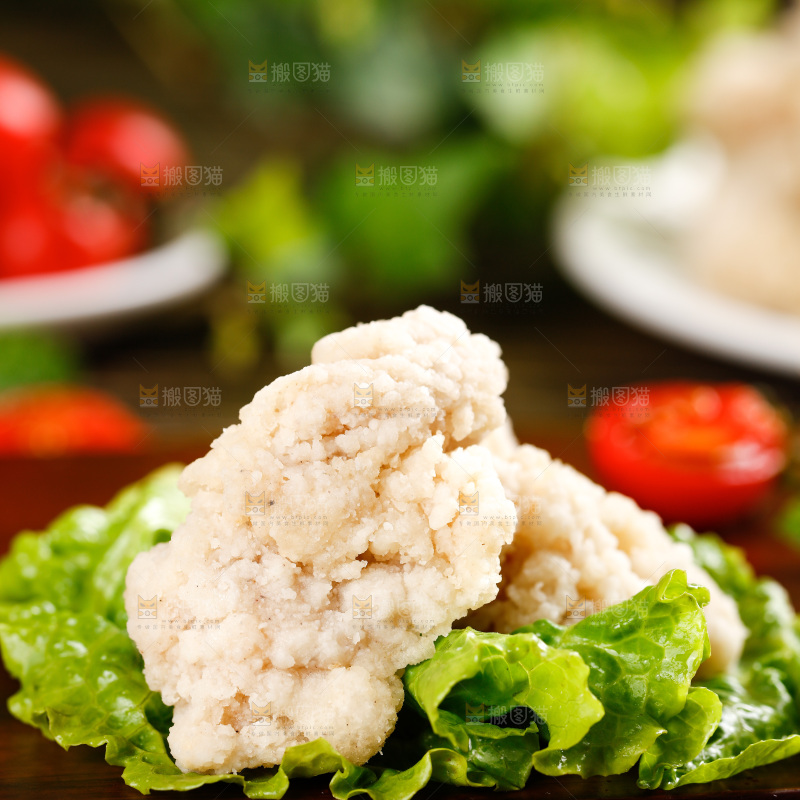 菜叶子上的鸡柳