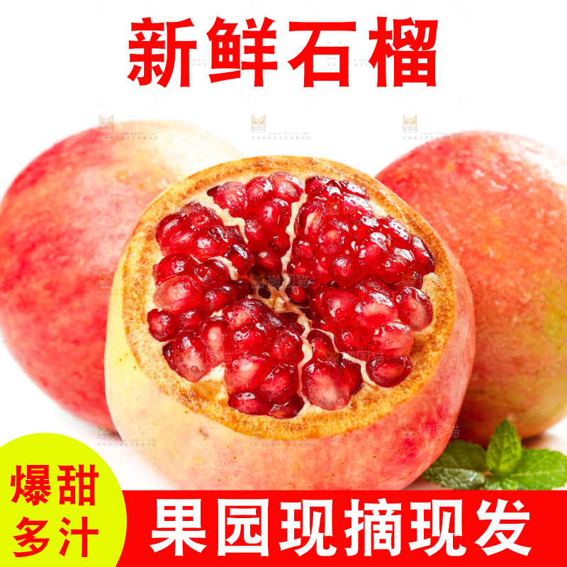 白底上的石榴
