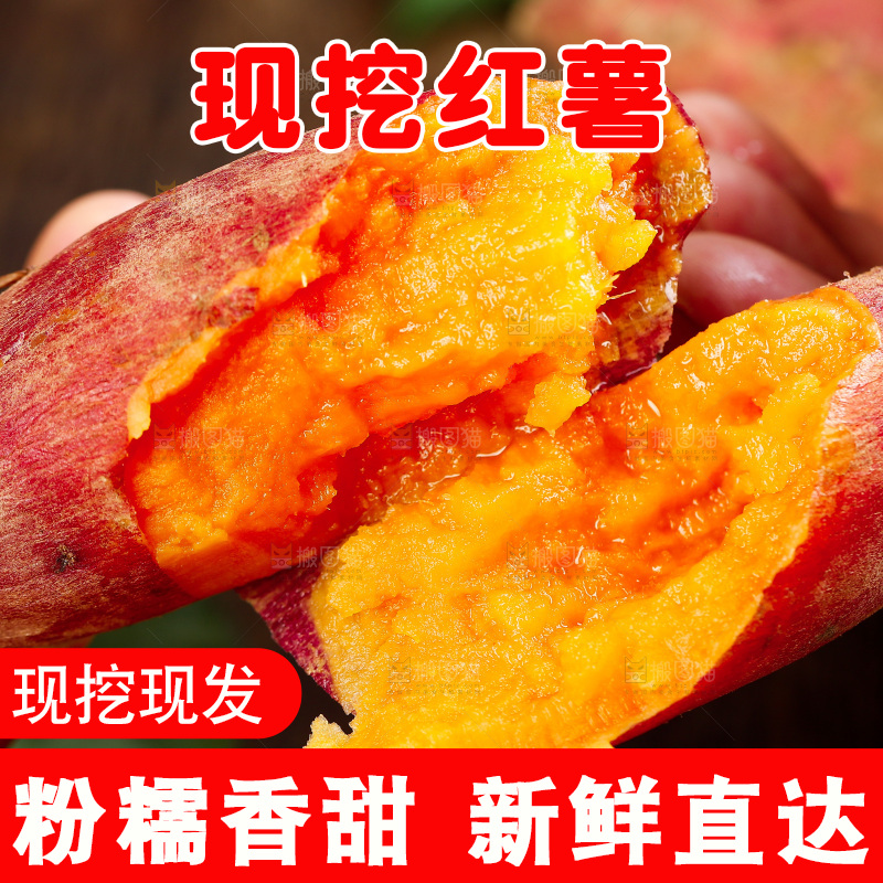 手上拿着红心蜜薯
