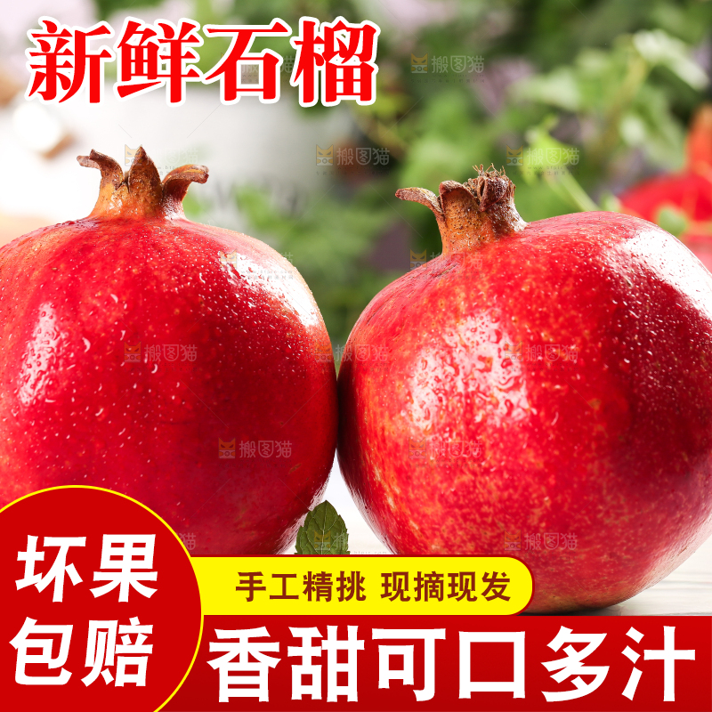 白石板上的软籽石榴