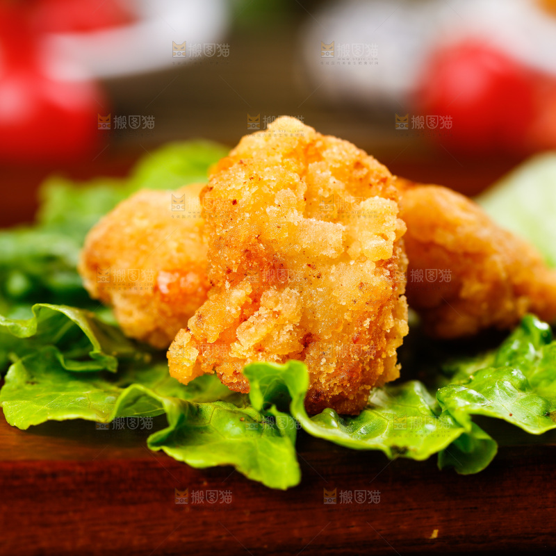 菜叶子上的鸡米花
