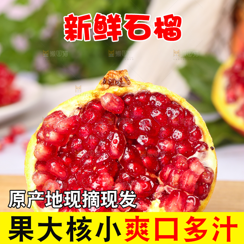 木板上的软籽红石榴