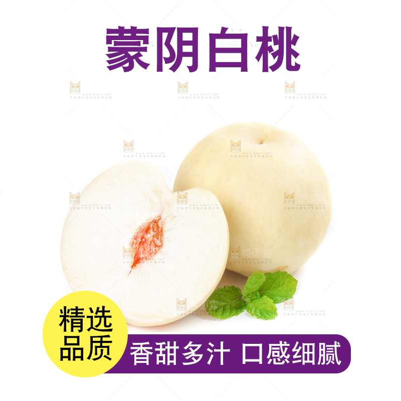 白底上的阳山水蜜桃