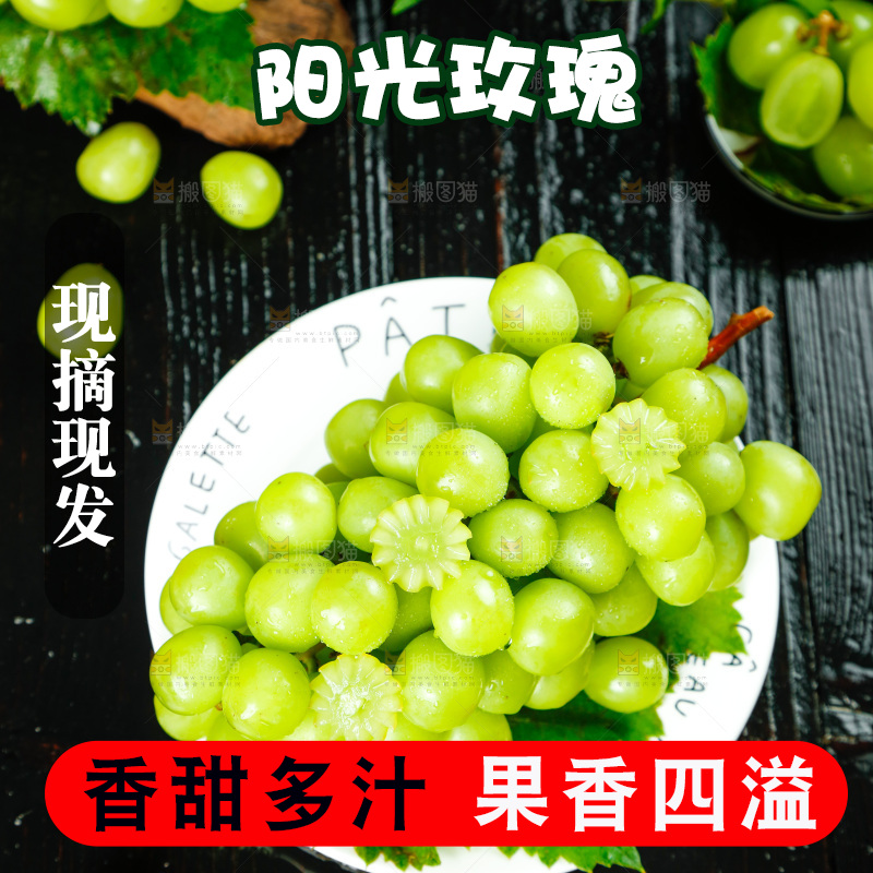黑底上放着一盘晴王香印青提