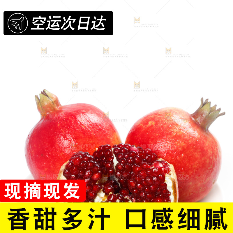 白底上放着一盘石榴