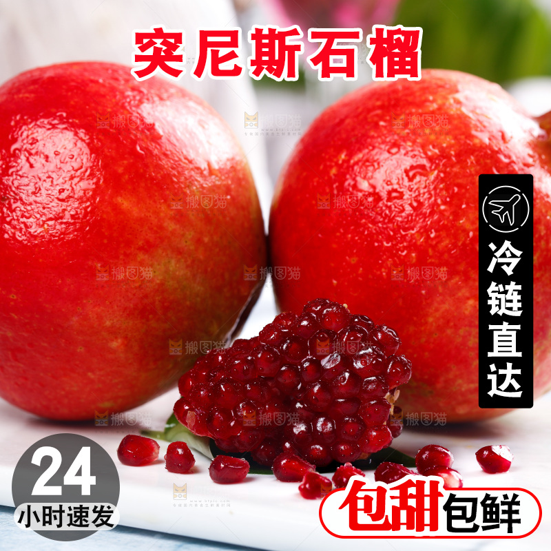 白石底上的红石榴