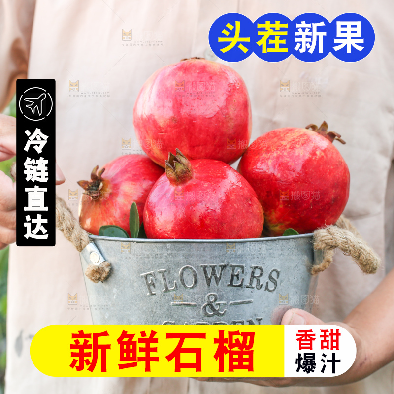 手上端着一桶突尼斯软籽石榴