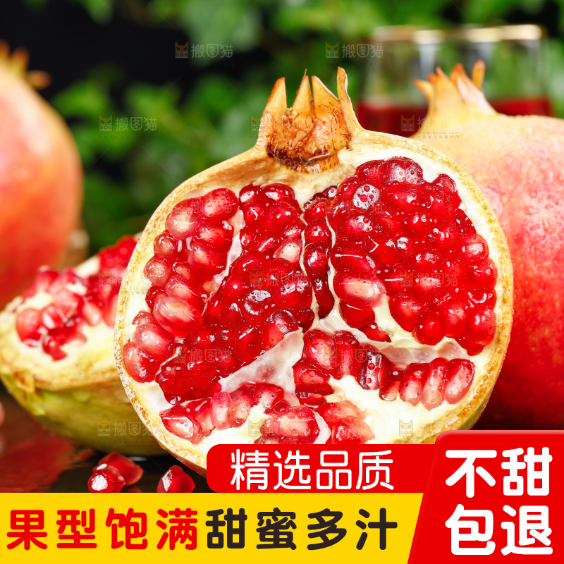 黑石底上的红宝石石榴