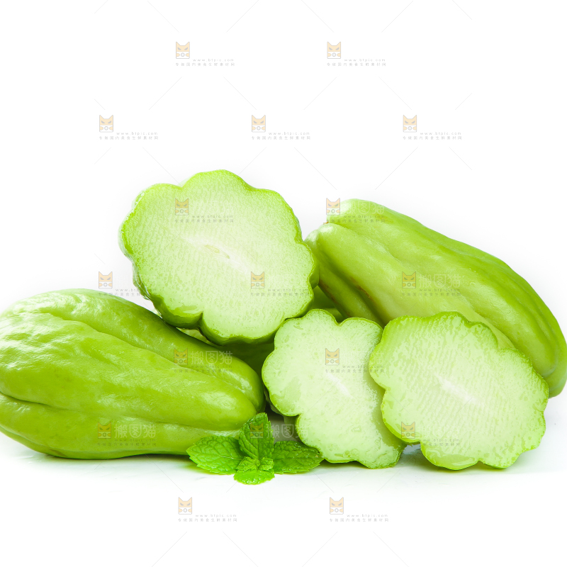 白底上放着一堆新鲜佛手瓜