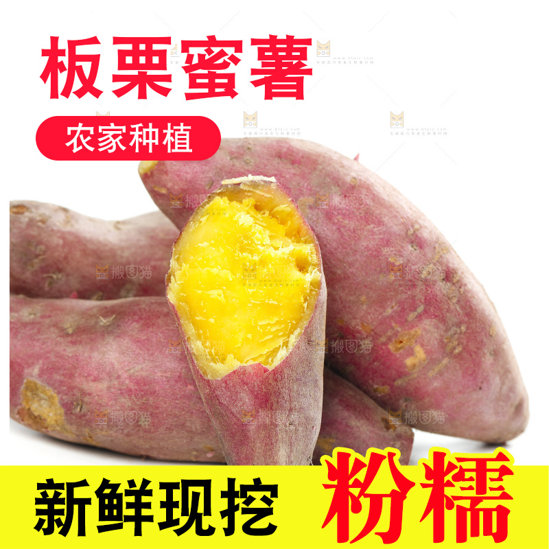 白底上一堆板栗蜜薯