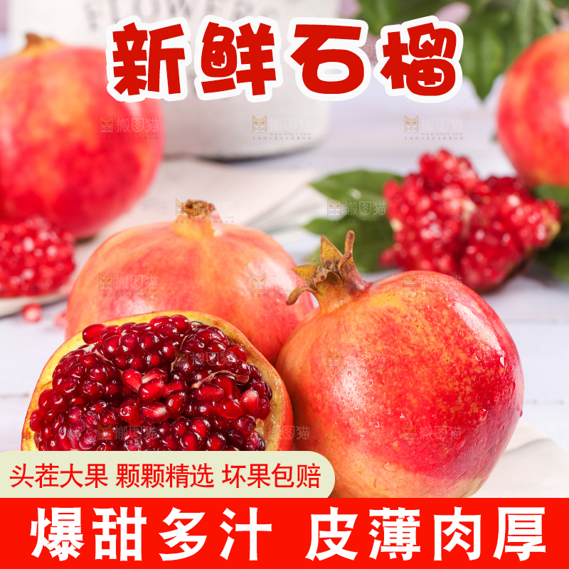 石板上的软籽石榴