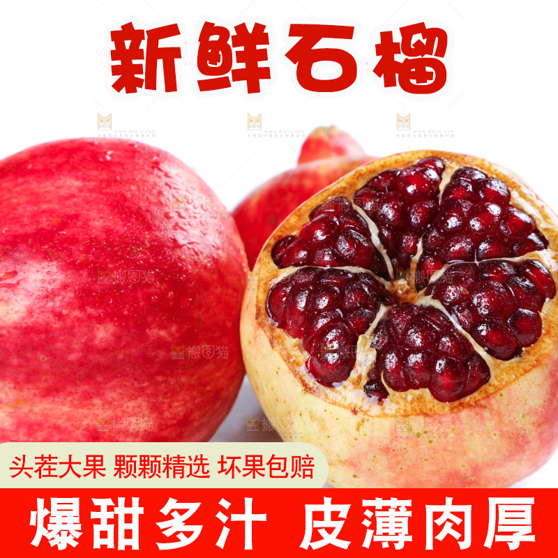 白底上的石榴