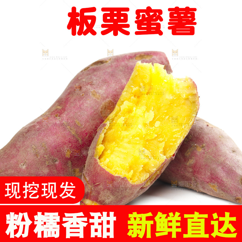白底上一堆板栗蜜薯