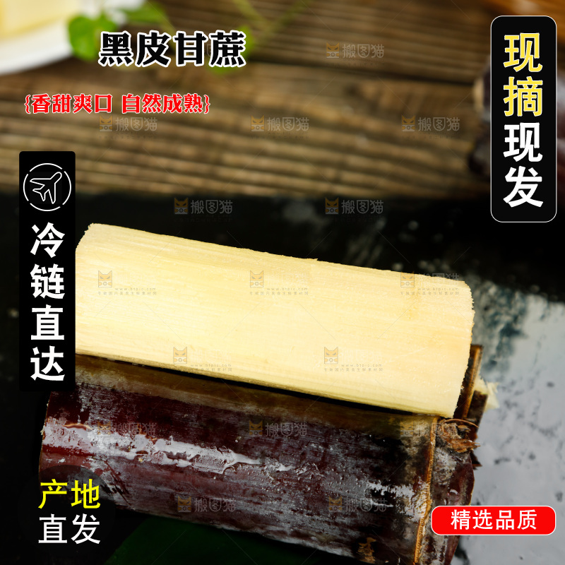 黑底上放着果蔗
