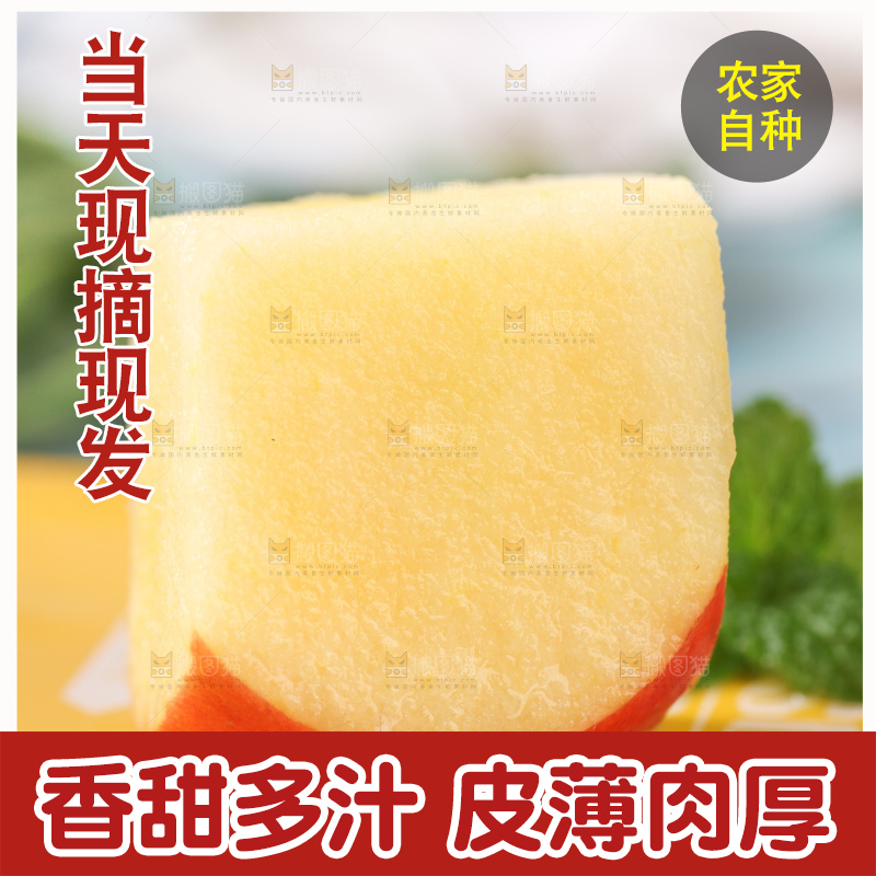 黄底上切块的火箭苹果果肉
