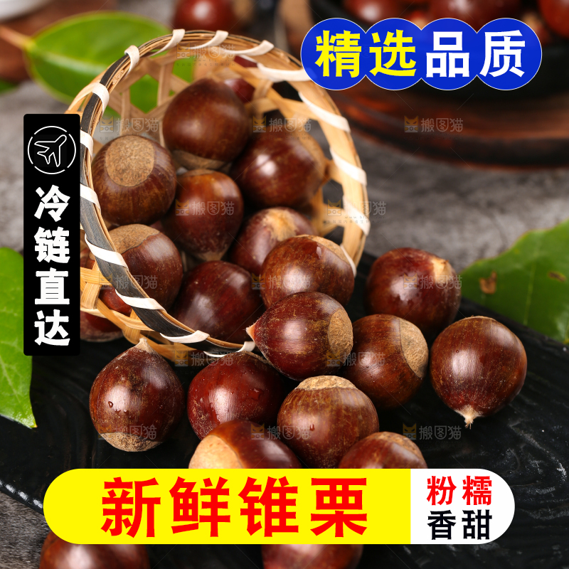 黑底上放着一篮建瓯锥栗