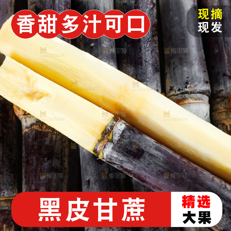 一堆新鲜的广西甘蔗