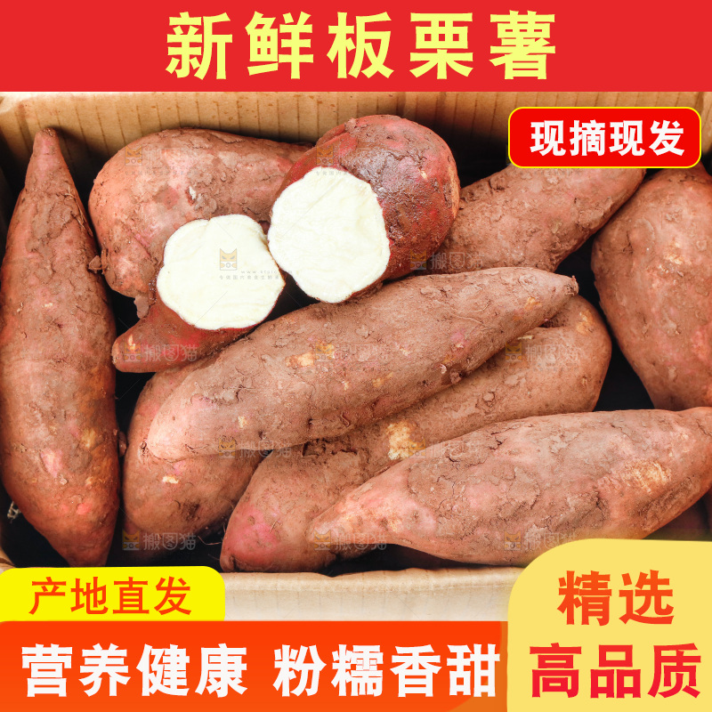 手上端着一箱白心板栗薯