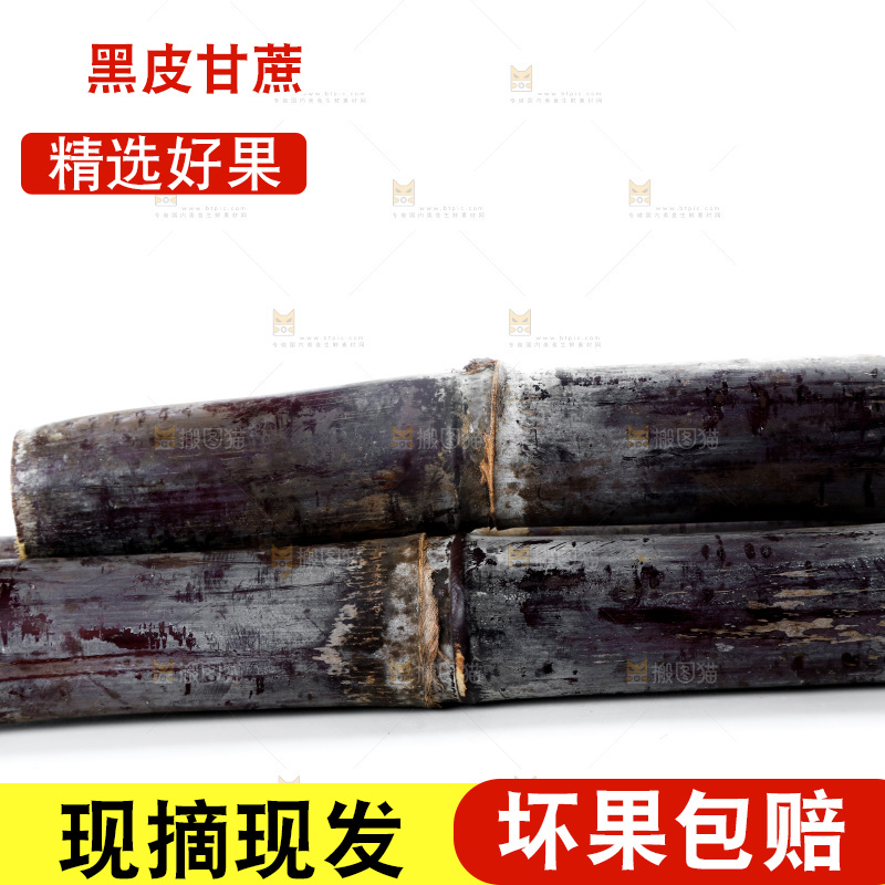 白底上的黑皮甘蔗