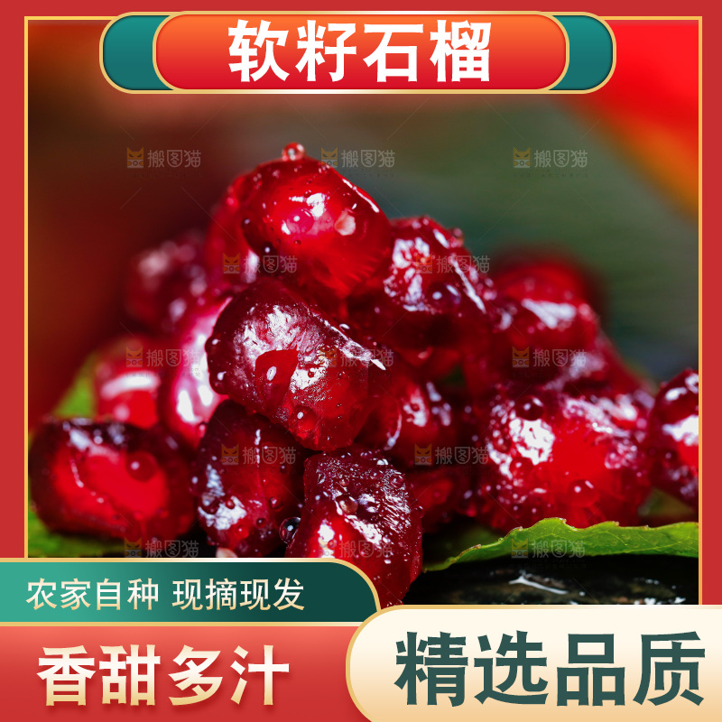 树叶上的软籽石榴籽